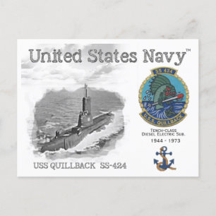 USS QUILLBACK SS-424 SUBMARINE Postcard Vykort