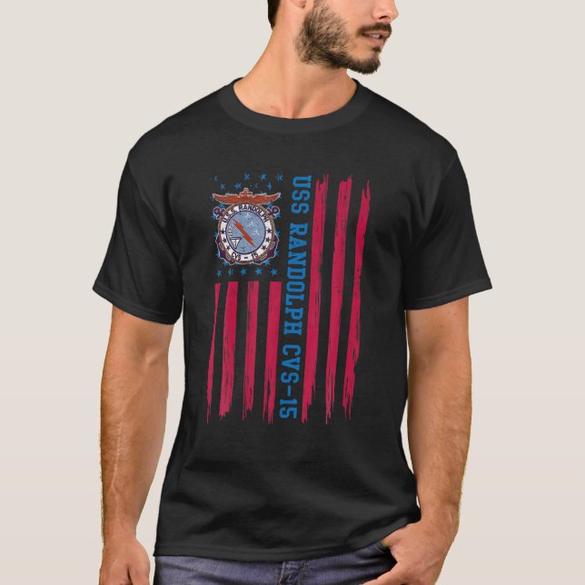 USS Randolph CVS-15 USA flagga Aircraft Carrier Ve T Shirt (Framsida)