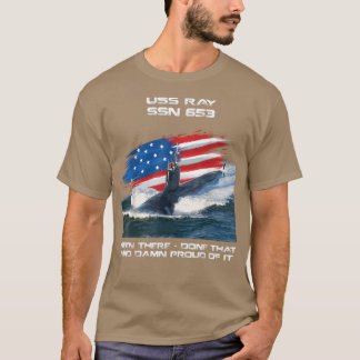USS Ray SSN653 American Flagga Submarine Veteran X T Shirt