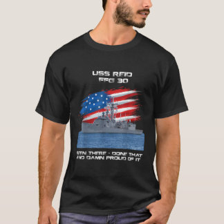 USS Reid FFG 30 Class Frigate American Flagga Vete T Shirt