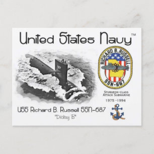 USS RICHARD B. RUSSELL SSN-687 SUBMARINE Postcard Vykort