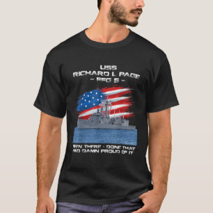 USS Richard L Page FFG 5 Class Frigate American Fl T Shirt