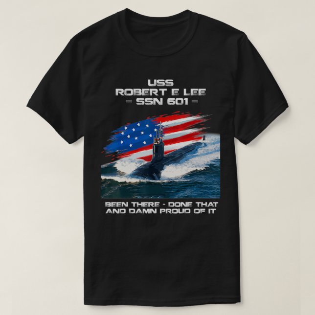 USS Robert E Lee SSN601 American Flagga Submarine  T Shirt (Design framsida)
