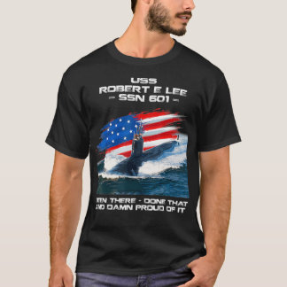 USS Robert E Lee SSN601 American Flagga Submarine  T Shirt
