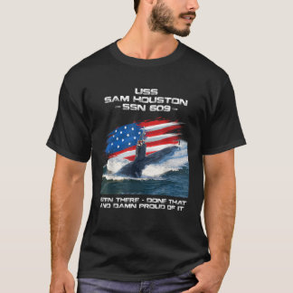 USS Sam Houston SSN 609 American Flagga Submarine  T Shirt