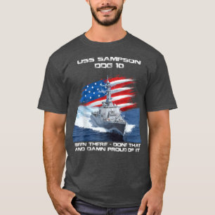 USS Sampson DDG10 Förstörare Frakt USA flagga Vete T Shirt