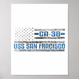 Uss San Francisco Världskrig Cruiser Ca-38 Us Army Poster