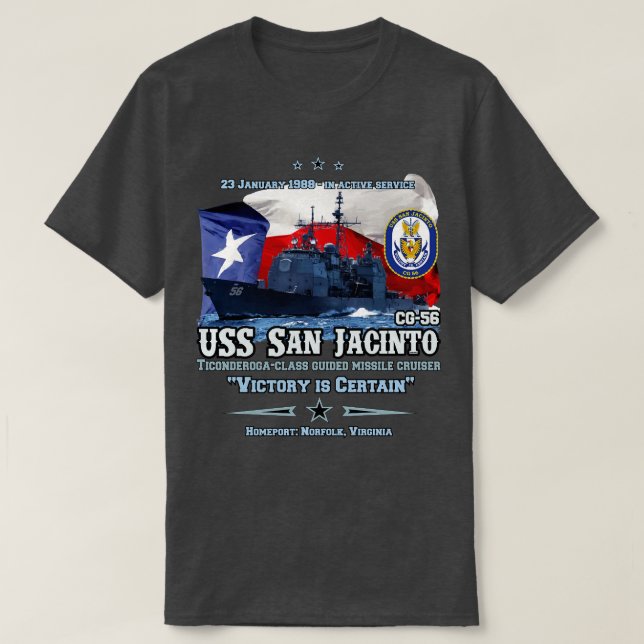 USS San Jacinto CG56 Texas-pride T Shirt (Design framsida)