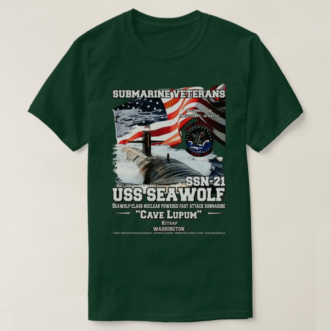 USS SeaVARV SSN21 Attack Subsea T Shirt (Design framsida)