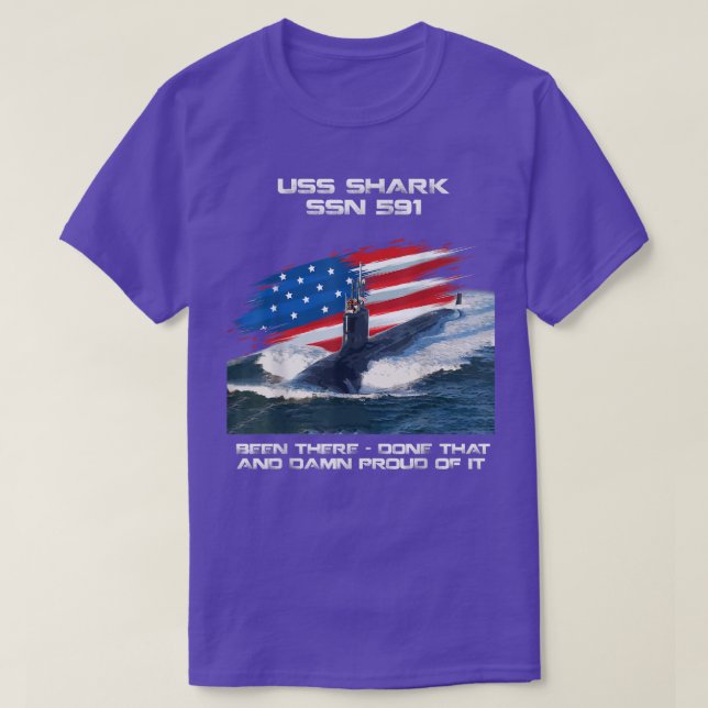 USS Shark SSN591 American Flagga Submarine Veteran T Shirt (Design framsida)