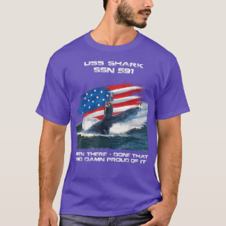 USS Shark SSN591 American Flagga Submarine Veteran T Shirt