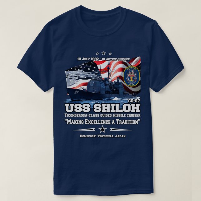 USS Shiloh CG67 CRUISER T Shirt (Design framsida)