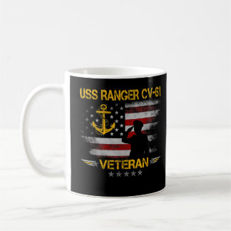 USS-Skogsvaktare CV-61 Luftfartyg Veteran Flagga V Kaffemugg