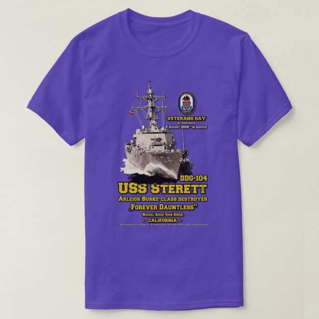 USS Sterett DDG104 Förstörare veteraner T Shirt (Design framsida)