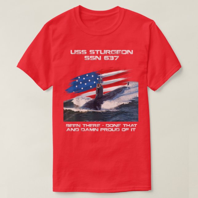 USS Sturgeon SSN637 American Flagga Submarine Vete T Shirt (Design framsida)