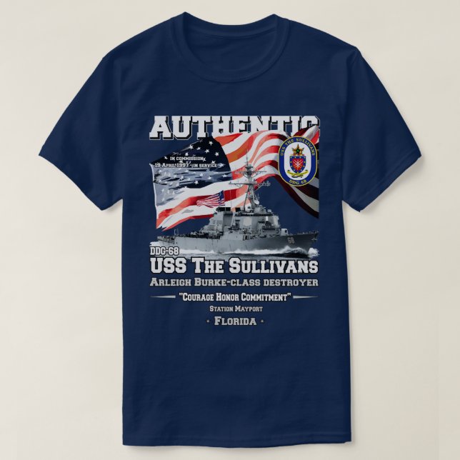 USS Sullivans DDG68 Förstörare veteraner T Shirt (Design framsida)