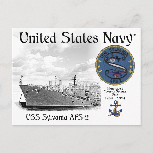 USS SYLVANIA ATS-2 COMBAT STORES FRAKT VYKORT (Framsida)