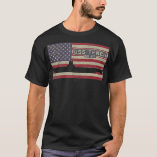 USS Tench SS417 WW2 Submarine USA American Flagga T Shirt