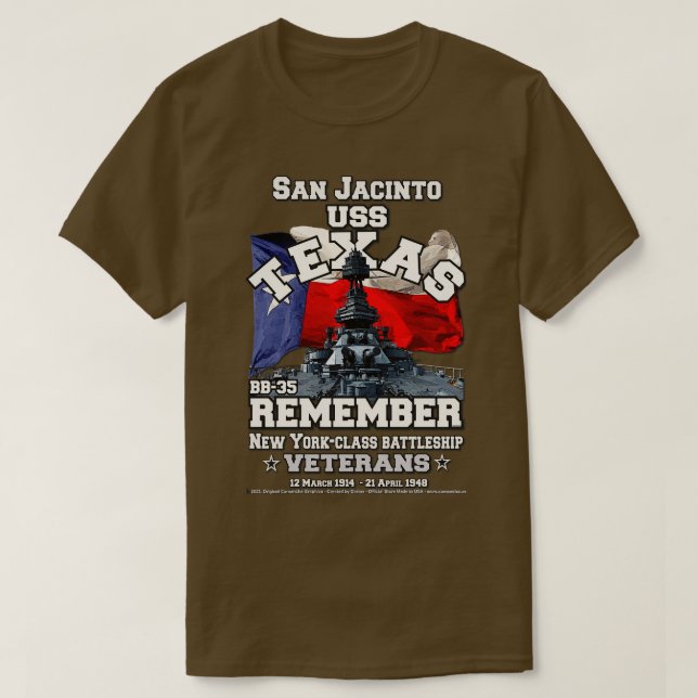 USS TEXAS B35 Battleshöft San Jacinto T Shirt (Design framsida)