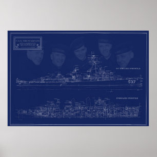USS The Sullivans ritning med bröder Poster