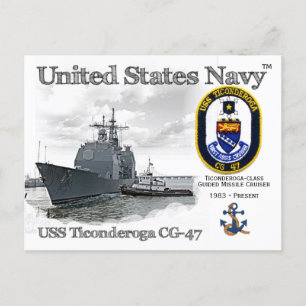 USS TICONDEROGA CG-47 CRUISER - POSTCARD VYKORT