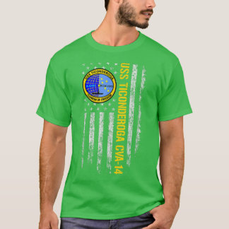 USS Ticonderoga CVA14 American Flagga T Shirt