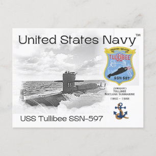 USS TULLIBEE SSN-597 SUBMARINE - POSTCARD VYKORT
