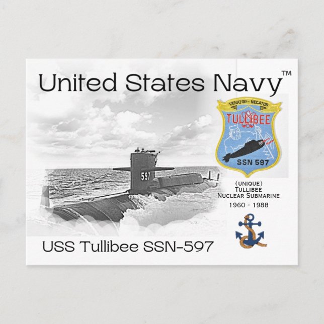 USS TULLIBEE SSN-597 SUBMARINE - POSTCARD VYKORT (Framsida)