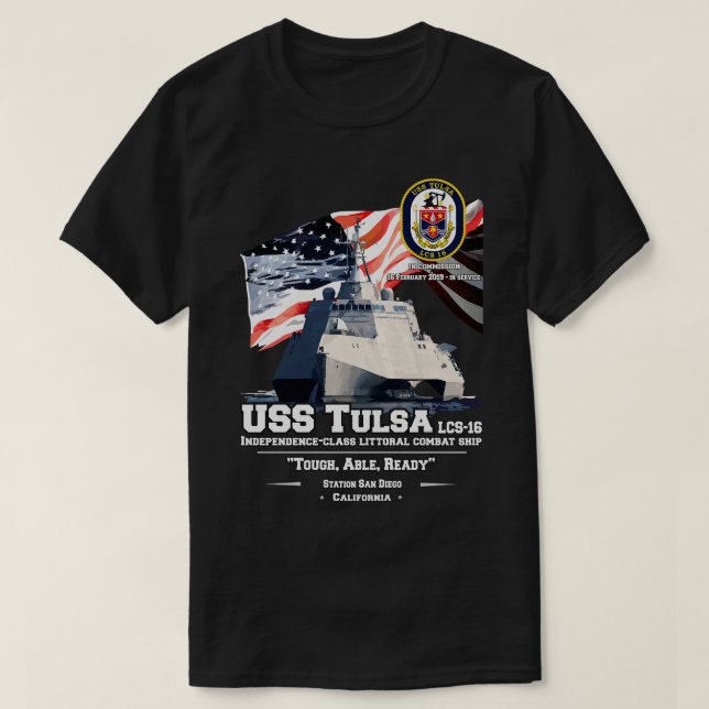 USS Tulsa LCS16 Independenclass littoral strid T Shirt (Design framsida)