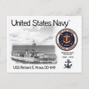 USS USS RICHARD E. KRAUS DD-849 Postcar Vykort