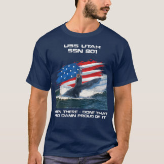 USS Utah SSN801 American Flagga Submarine Veteran  T Shirt