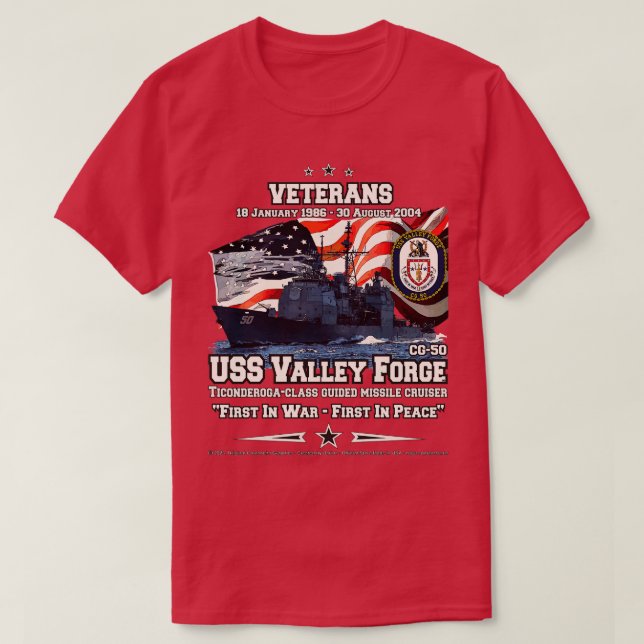USS Valley Forge CG50 Amerikanska kryssare T Shirt (Design framsida)