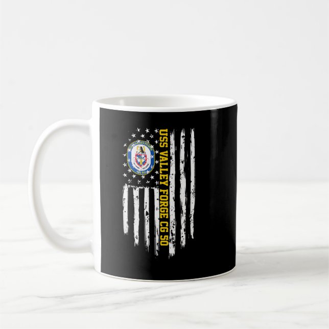 USS Valley Forge CG-50 American Flagga Kaffemugg (Vänster)
