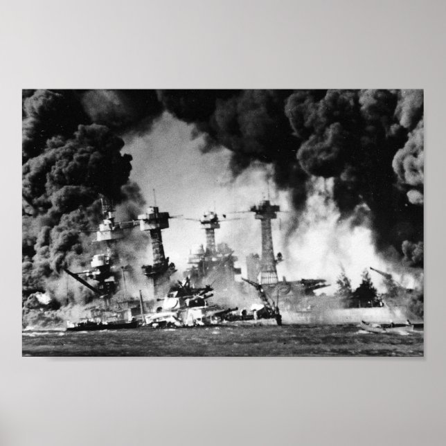 USS Väster Virginia vid Pearl Harbour Poster (Framsidan)