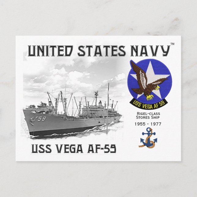 USS VEGA AF-59 STORE FRAKT - POSTCARD VYKORT (Framsida)