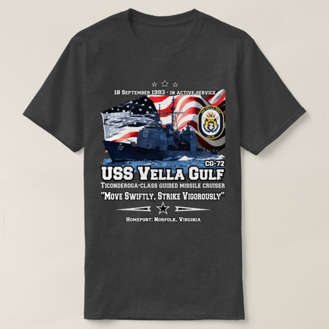 USS Vella Bukt CG72 Cruiser T Shirt (Design framsida)