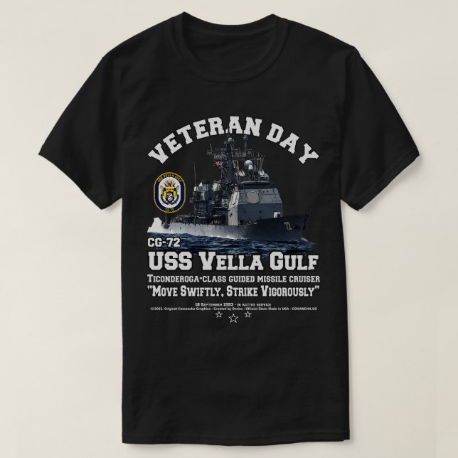USS Vella Bukt CG72 US Cruiser Veterans T Shirt (Design framsida)