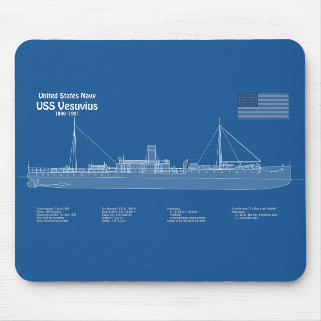USS Vesuvius - Frakt Blueprint Plans ABD Musmatta (Framsidan)