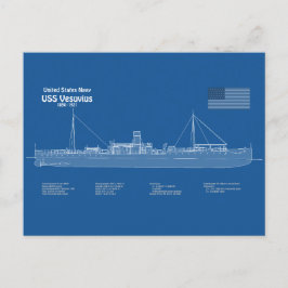 USS Vesuvius - Frakt Blueprint Plans ABD Vykort