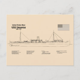 USS Vesuvius - Frakt, skisser SD Vykort