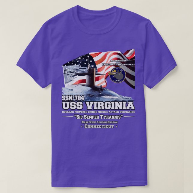 USS Virginia SSN774 Submarine Veterans T Shirt (Design framsida)