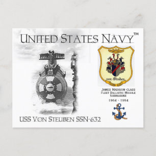 USS VON STEUBEN SSN-632 SUBMARINE - POSTCARD VYKORT