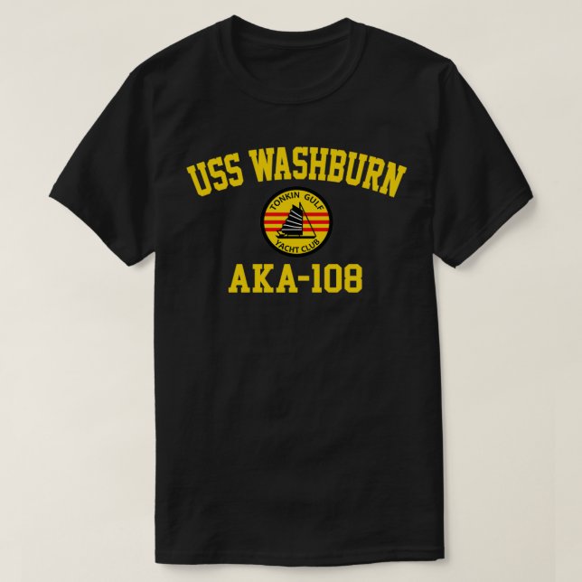 USS Washburn AKA108 Tonkin Bukt Yacht Klubb  T Shirt (Design framsida)