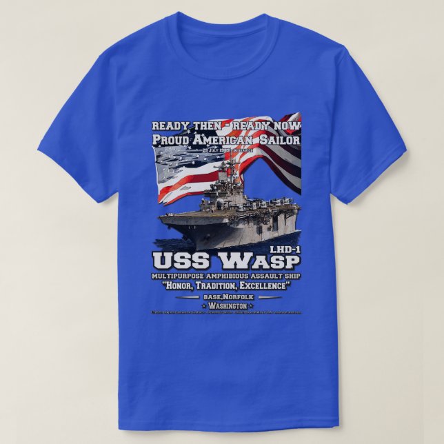 USS Wasp LHD1-frakt för grovt angrepp T Shirt (Design framsida)