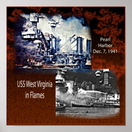 USS West Virgina, Pearl Harbor 1941 Liten Poster