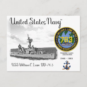USS WILLIAM C. LAWE DD-763 FÖRSTÖRARE VYKORT