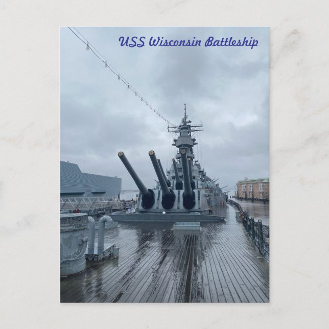 USS Wisconsin Battleship Vykort (Framsida)