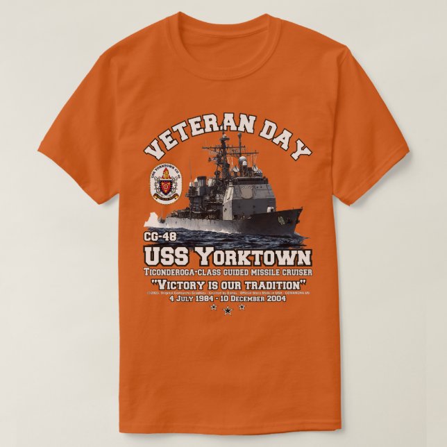 USS Yorktown CG48 US Navy Veterans T Shirt (Design framsida)