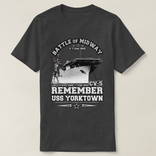 USS YORKTOWN CV5 Kom ihåg w2 T Shirt (Design framsida)