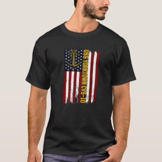 USS Yorktown CVS-10 Aircraft Carrier American Flag T Shirt